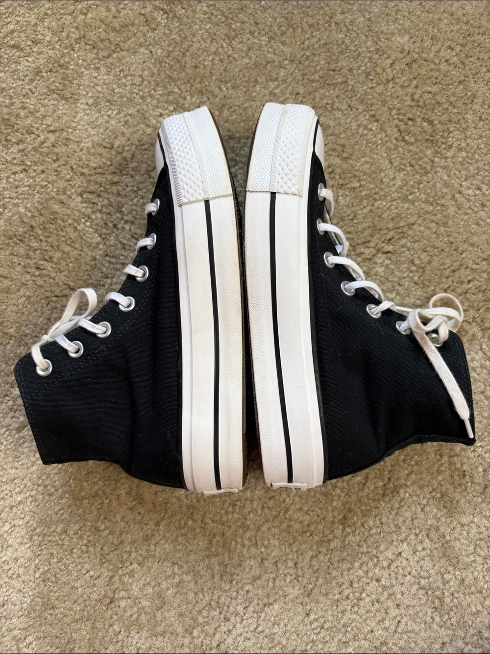 Converse Black and White High-Top Platform Sneakers - Picture 3 of 7